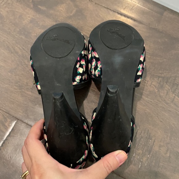 Seychelles 7 black bow print heels modcloth - Picture 4 of 4